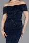 Robe De Soirée Midi Perlé Bleu Marine ABK2592