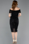 Robe De Soirée Midi Perlé Noir ABK2592