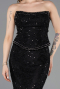 Robe Queue de Poisson Longue Dantelle Noir ABU5993