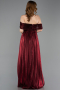 Robe De Cérémonie Mousseline Longue Rouge Bordeaux ABU5283