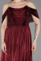 Robe De Cérémonie Mousseline Longue Rouge Bordeaux ABU5283