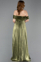 Robe De Cérémonie Mousseline Longue Pistache vert ABU5283