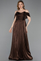Robe De Cérémonie Mousseline Longue Brun ABU5283