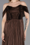 Robe De Cérémonie Mousseline Longue Brun ABU5283