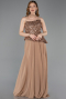 Robe De Soirée Mousseline Longue Cuivre ABU5486