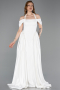 Robe de Soirée Longue Satin Blanc ABU5995