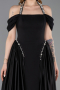Robe de Soirée Longue Satin Noir ABU5995