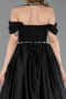 Robe de Soirée Longue Satin Noir ABU5995