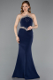 Robe Queue De Poisson Longue Bleu Marine ABU5866