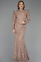Robe De Soirée Dantelle Longue Cuivre ABU5734
