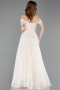 Robe de Soirée Longue Dantelle Beige ABU5996