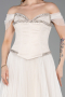 Robe de Soirée Longue Dantelle Beige ABU5996
