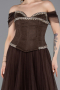 Robe de Soirée Longue Dantelle Brun ABU5996