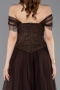 Robe de Soirée Longue Dantelle Brun ABU5996