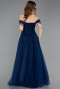 Robe de Soirée Longue Dantelle Bleu Marine ABU5996
