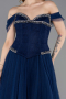 Robe de Soirée Longue Dantelle Bleu Marine ABU5996