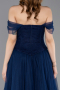 Robe de Soirée Longue Dantelle Bleu Marine ABU5996