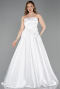 Robe de Soirée Longue Satin Blanc ABU5998