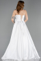 Robe de Soirée Longue Satin Blanc ABU5998
