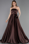 Robe de Soirée Longue Satin Brun ABU5998