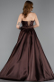 Robe de Soirée Longue Satin Brun ABU5998