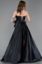 Robe de Soirée Longue Satin Noir ABU5998
