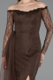 Robe de Soirée Longue Dantelle Brun ABU5999