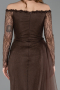 Robe de Soirée Longue Dantelle Brun ABU5999