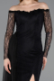 Robe de Soirée Longue Dantelle Noir ABU5999