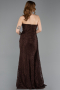 Robe Queue de Poisson Longue Dantelle Brun ABU5975