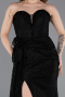 Robe Queue de Poisson Longue Dantelle Noir ABU5975