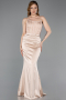 Robe de Soirée Longue Satin Beige ABU6000
