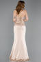Robe de Soirée Longue Satin Beige ABU6000