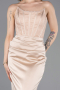 Robe de Soirée Longue Satin Beige ABU6000