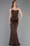 Robe de Soirée Longue Satin Brun ABU6000