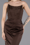 Robe de Soirée Longue Satin Brun ABU6000