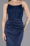 Robe de Soirée Longue Satin Bleu Marine ABU6000