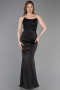 Robe de Soirée Longue Satin Noir ABU6000