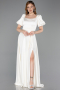 Robe de Soirée Longue Satin Blanc ABU6005