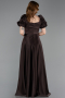 Robe de Soirée Longue Satin Brun ABU6005