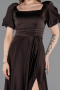 Robe de Soirée Longue Satin Brun ABU6005