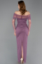 Robe De Soirée Perlé Longue Lavande ABU5550