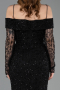 Robe de Soirée Longue Dantelle Noir ABU6004