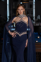 Robe Queue De Poisson Longue Bleu Marine ABU5866