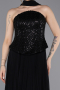 Robe de Soirée Longue Mousseline Noir ABU6011