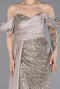 Robe De Soirée Squameuse Longue Beige ABU4085
