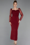 Robe De Cérémonie Midi Rouge Bordeaux ABK2387