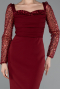 Robe De Cérémonie Midi Rouge Bordeaux ABK2387