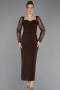 Robe De Cérémonie Midi Brun ABK2387