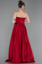 Robe De Soirée Satin Longue Rouge Bordeaux ABU5105
